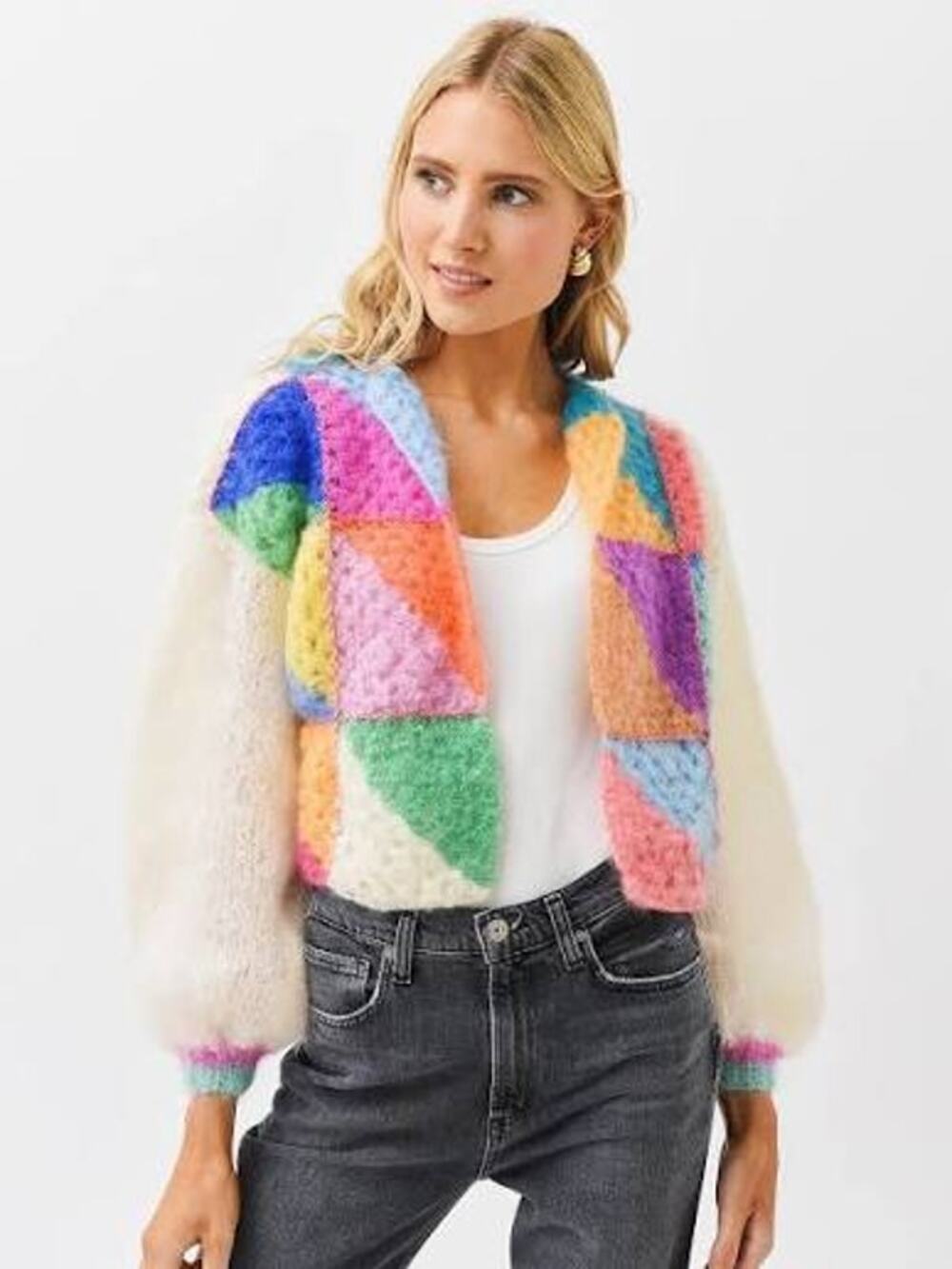 Rose Carmine Diagonales Pastel Cardigan